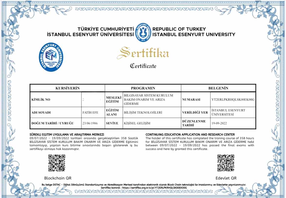 Secure Bilgisayar Sertifikalar